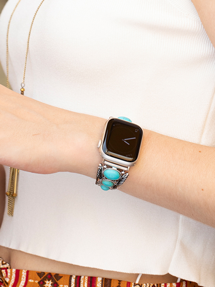 Turquoise jointed Leather Band