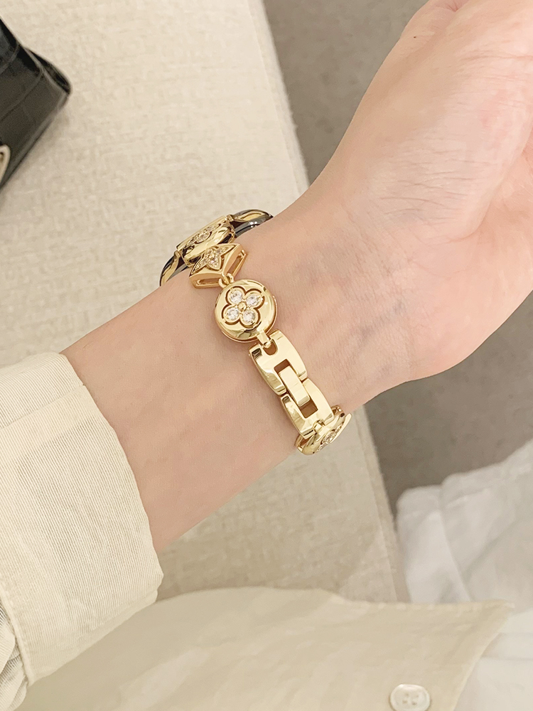 Retro Four-leaf Clover Diamonds Metal Band for Apple Watch