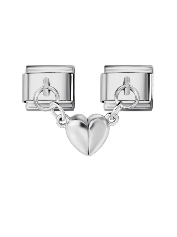 Magnetic Heart-Shaped Double Pendant Modular Charm
