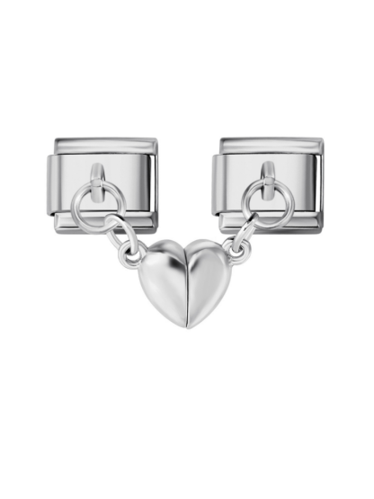 Magnetic Heart-Shaped Double Pendant Modular Charm