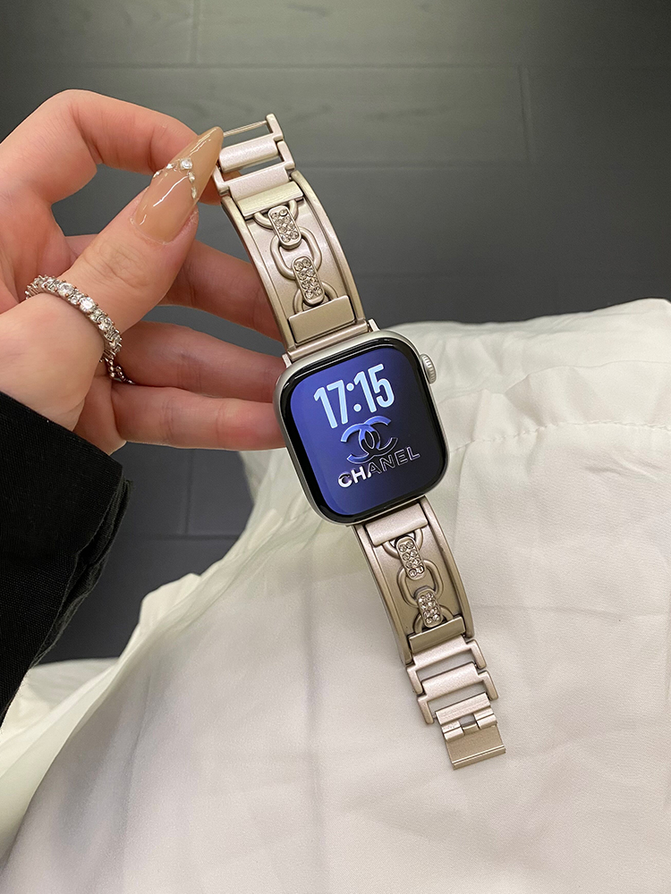 Double-Loop Diamond-Set Metal Band for Apple Watch