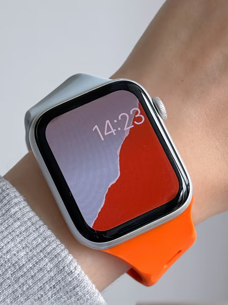 Creative Beveled-Edge Premium Fluoroelastomer Sports Watch Band For Apple Watch