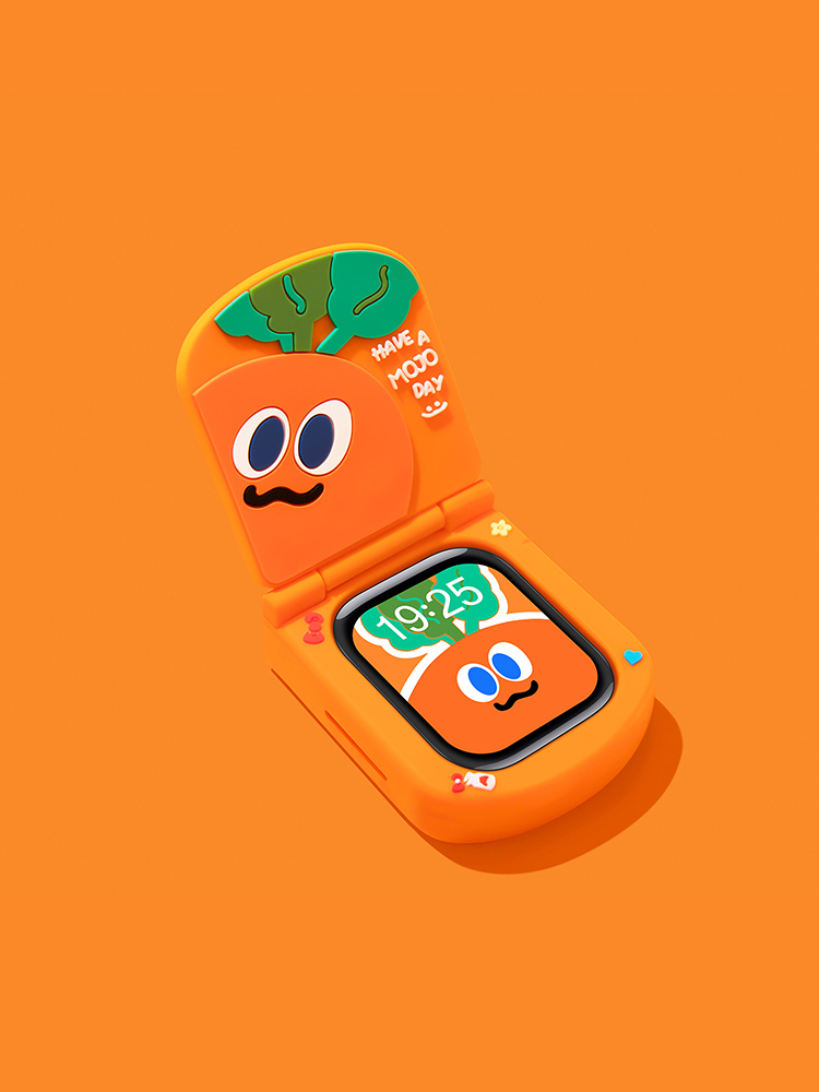 Cute Phone with Mirror Decoration Silicone Protective Case for Apple Watch