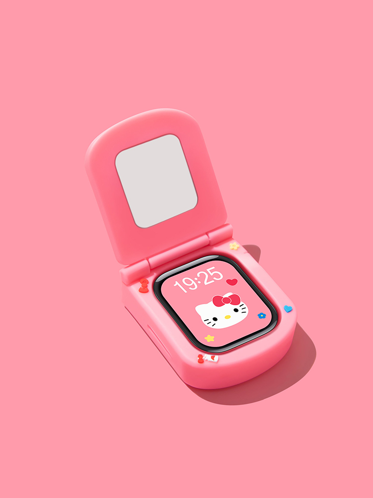 Cute Phone with Mirror Decoration Silicone Protective Case for Apple Watch
