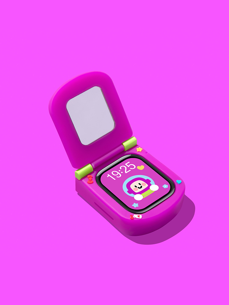 Cute Phone with Mirror Decoration Silicone Protective Case for Apple Watch