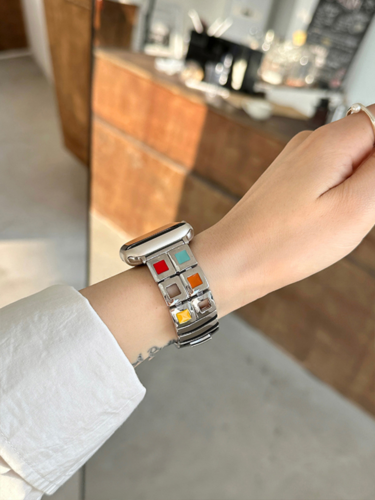 Colorful Squares Stainless Steel Band