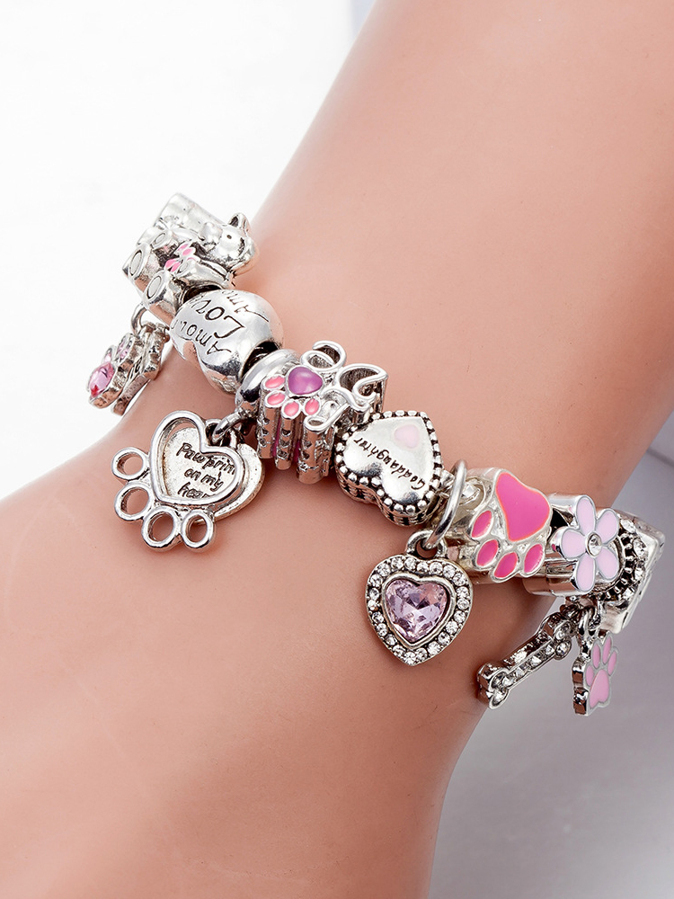 Cute Paws Crystal Beaded Band