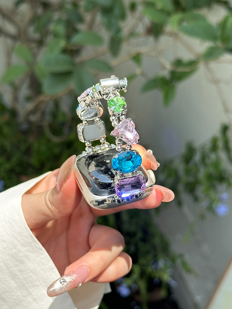 Colored Large Zircon Stainless Steel Band