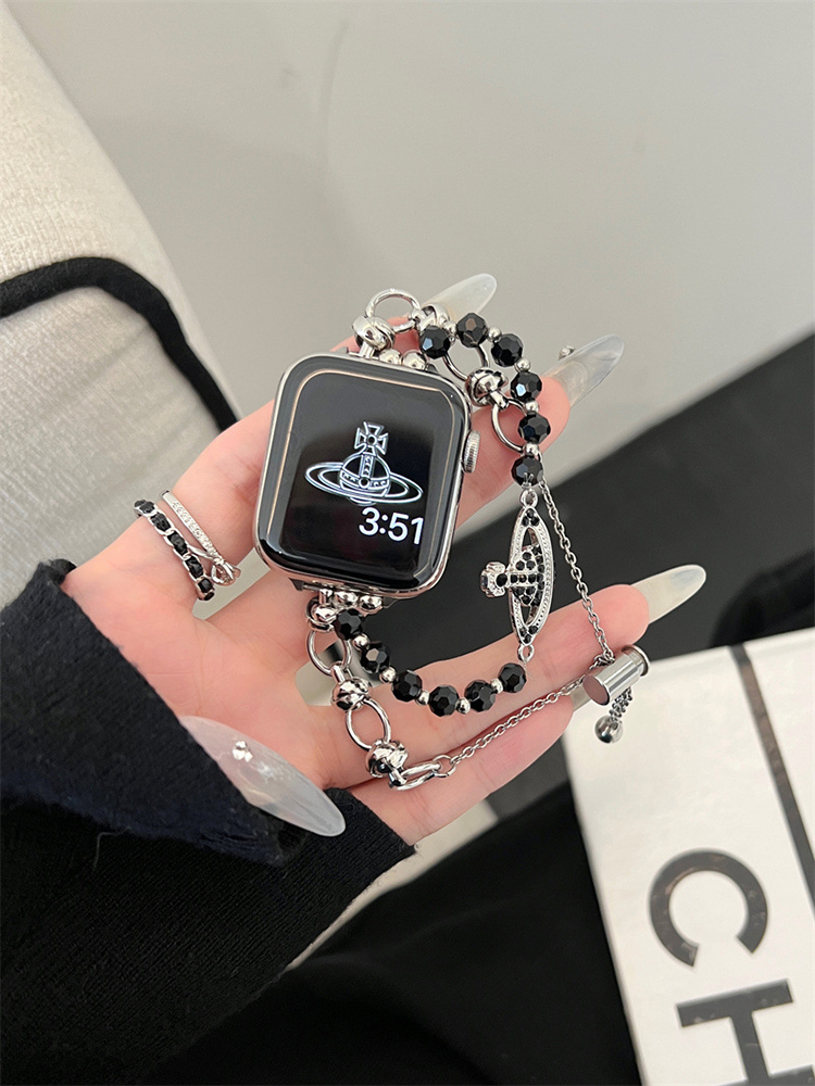 Saturn Buckle Double Chain Pearl and Stainless Steel Band