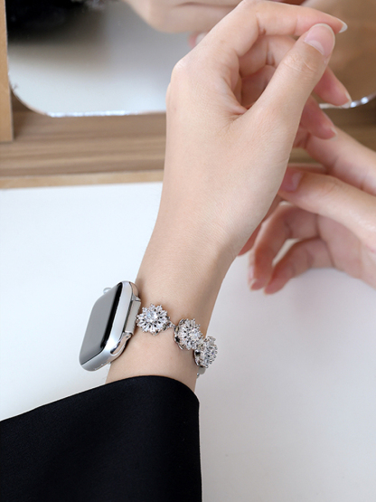 Rotating Snowflakes Zircon Stainless Steel Band