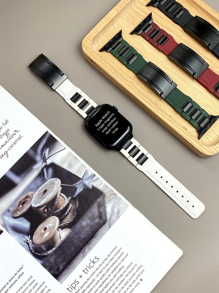 3 Link Two-tone Stainless Steel and Silicone Band