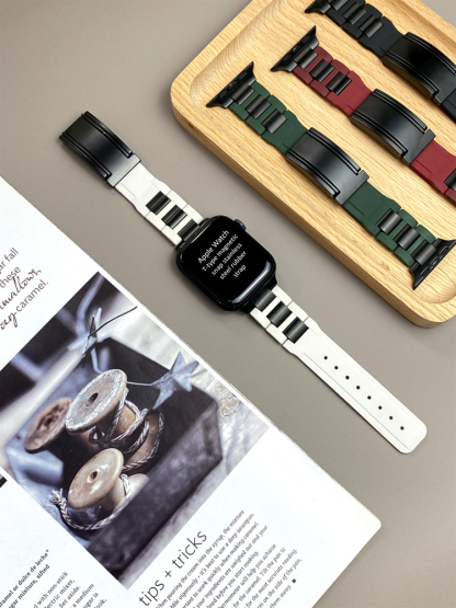 3 Link Two-tone Stainless Steel and Silicone Band