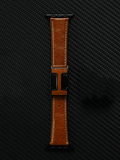 H Magnetic Buckle Vintage Cracked Leather Band