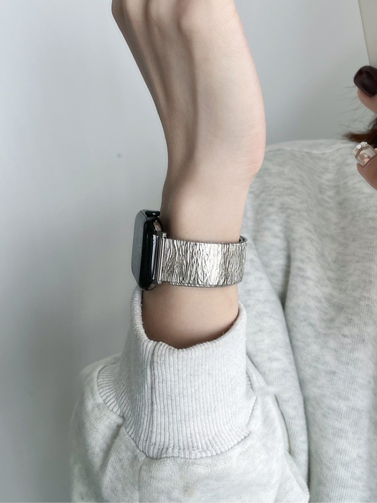 Wave Pattern Folds Stainless Steel Band