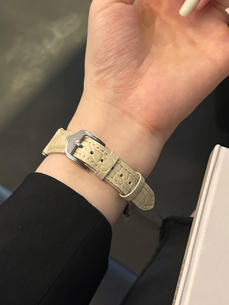 Diamond D-shaped Buckle Crocodile Pattern Leather Band