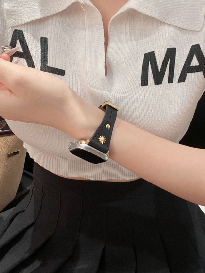 Ten-pointed Star Rivet Curve Leather Band