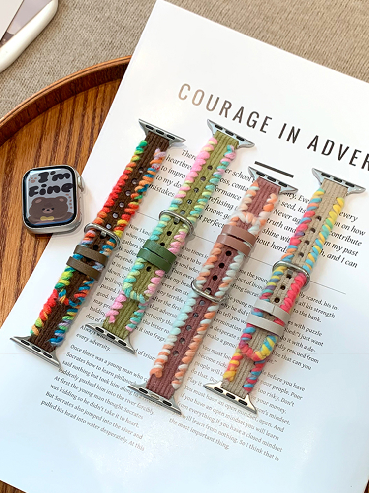 Woolen Rainbow Edge Slim Corduroy Band