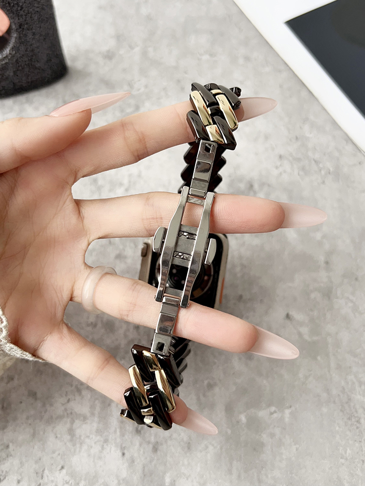 H Letter Two-color Mixed Stitching Stainless Steel Band