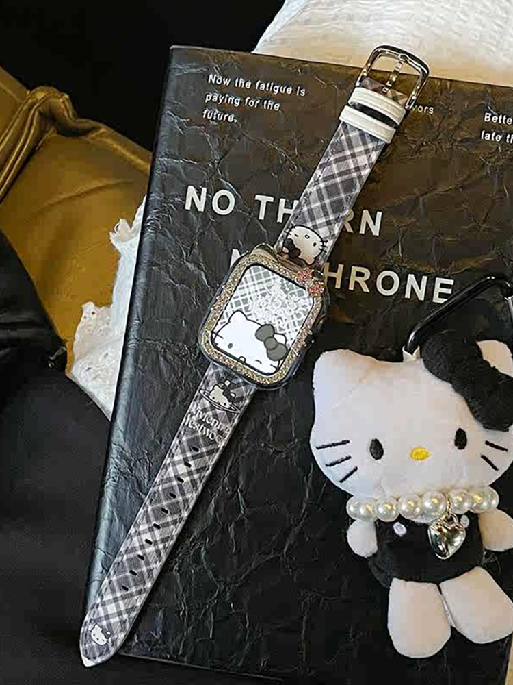 Plaid Kitty Graffiti Leather Band