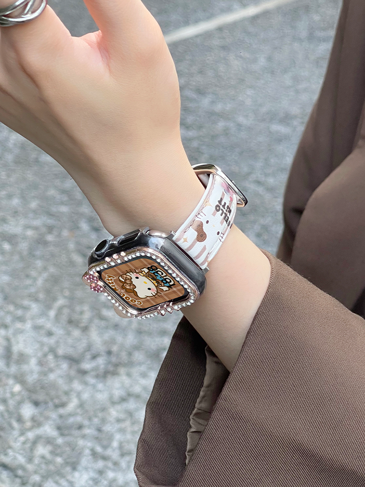 Coffee Kitty Graffiti Leather Band