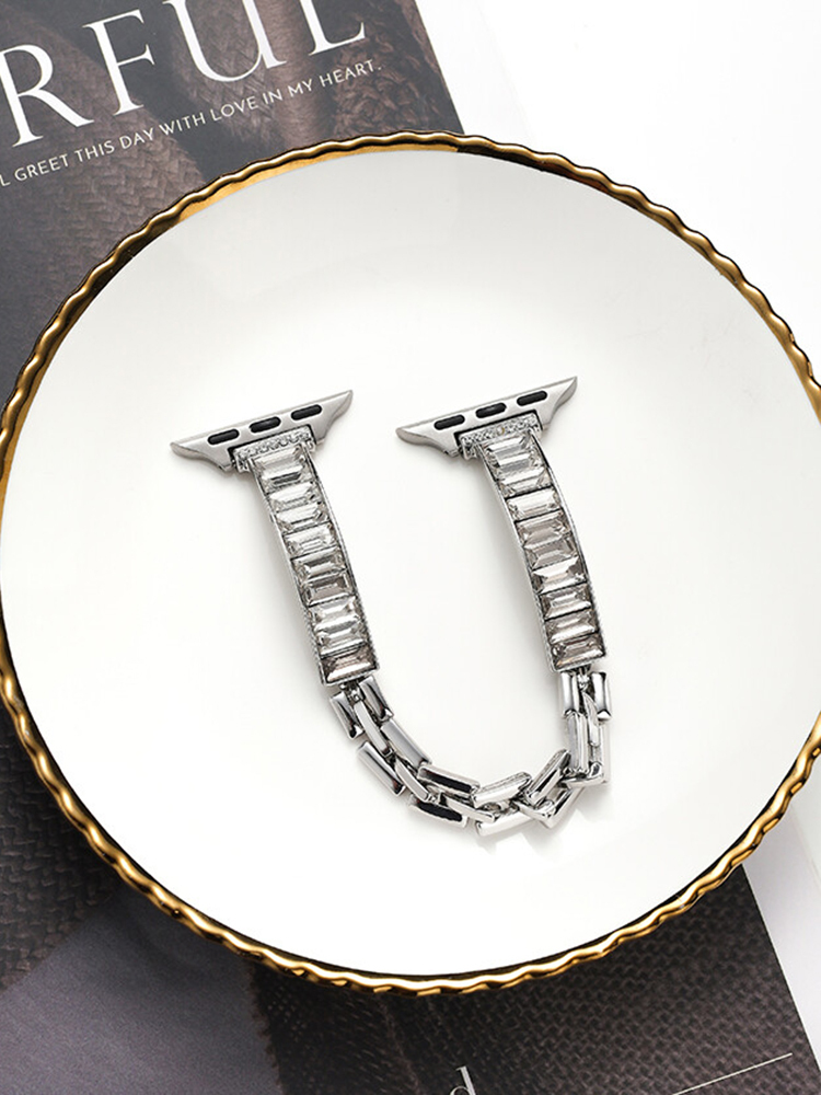 Square Zircon Bracelet Stainless Steel Band