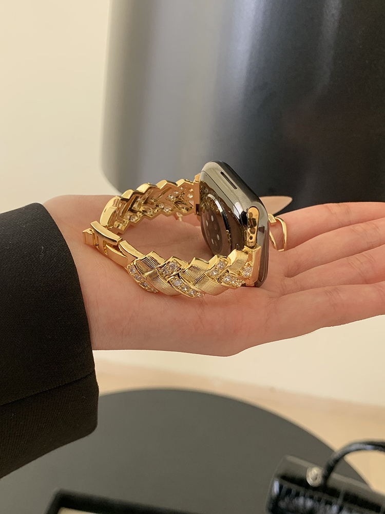 Zircon Woven Pattern Bracelet Stainless Steel Band