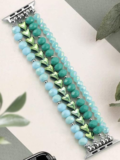 4 Chain Hand-woven Pearls with Natural Stones Band