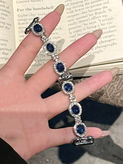 Blue Gemstone Stainless Steel Band