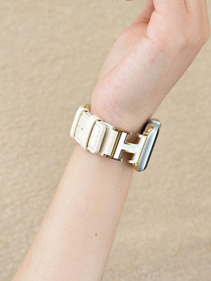 H Letter Buckle Leather Band