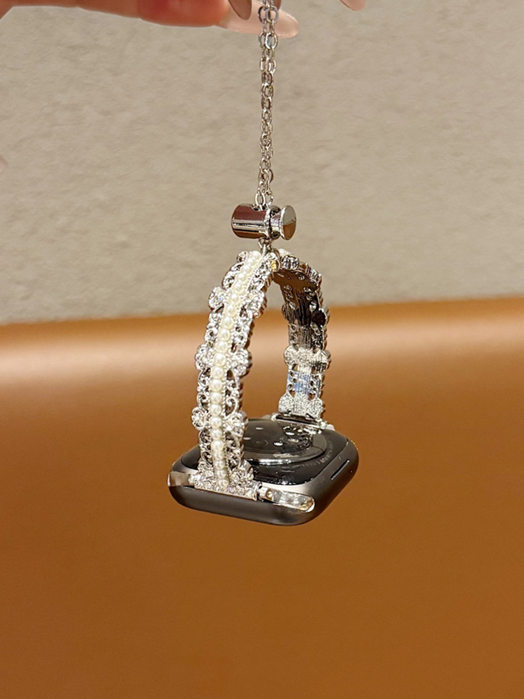 Flower Diamonds with Pearls Stainless Steel Band