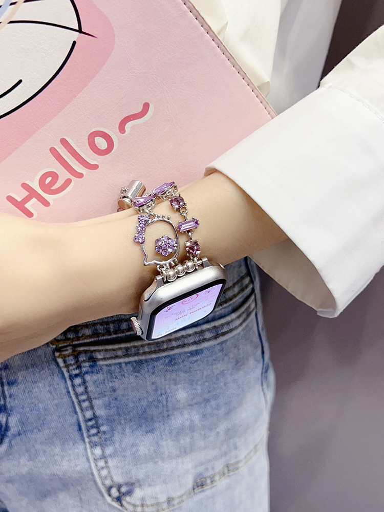 Kitty Diamond Double Chain Stainless Steel Band