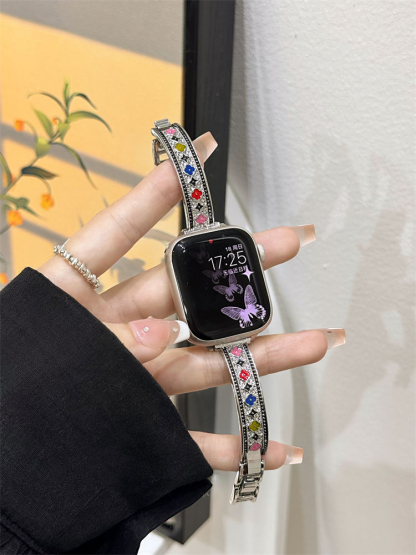 Colored Retro Pattern Bracelet Stainless Steel Band