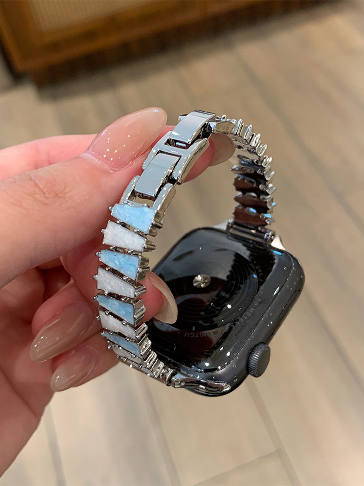 Staggered Trapezoid Design Stainless Steel Band