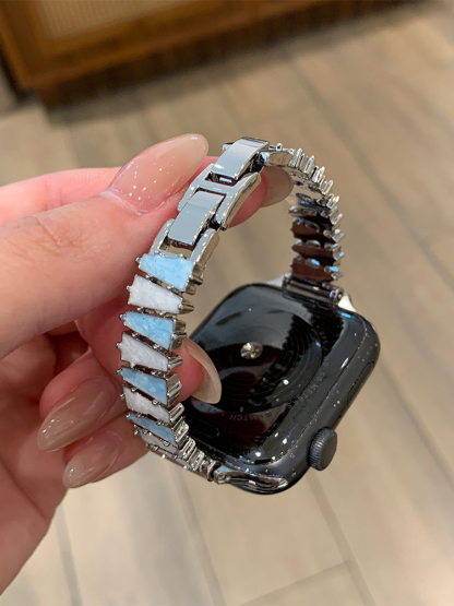 Staggered Trapezoid Design Stainless Steel Band