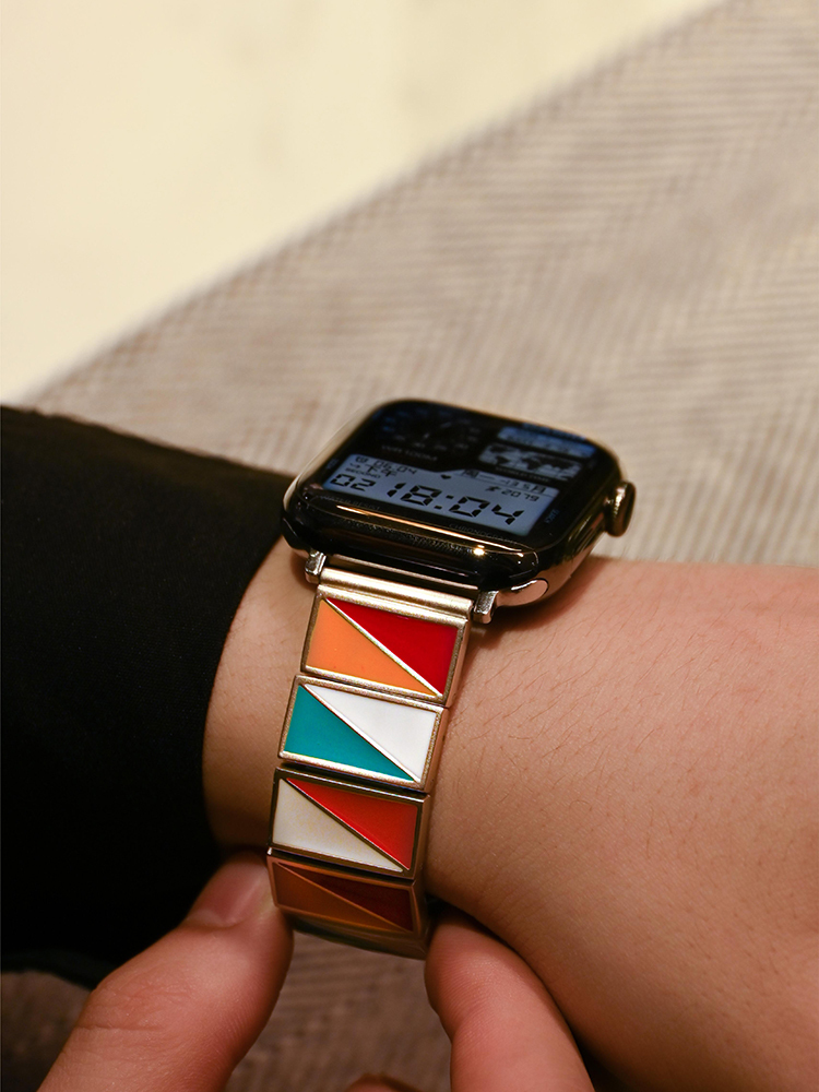 Multicolor Triangle Combination Stainless Steel Band