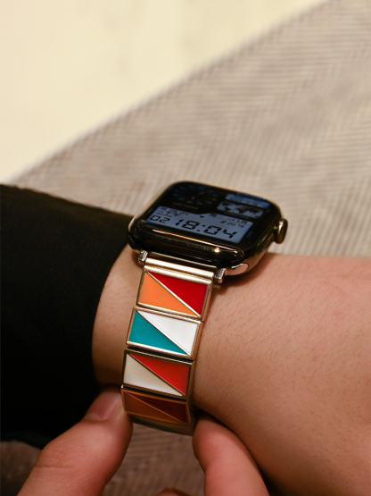Multicolor Triangle Combination Stainless Steel Band