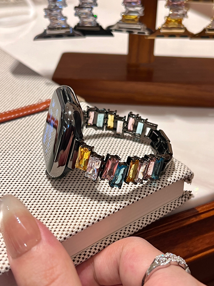 Irregular Colored Zircon Stainless Steel Band