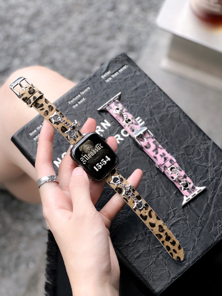 Star Leopard Leather Band for Apple Watch