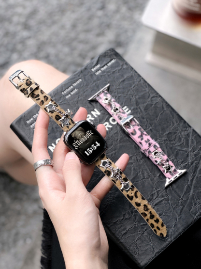 Star Leopard Leather Band for Apple Watch
