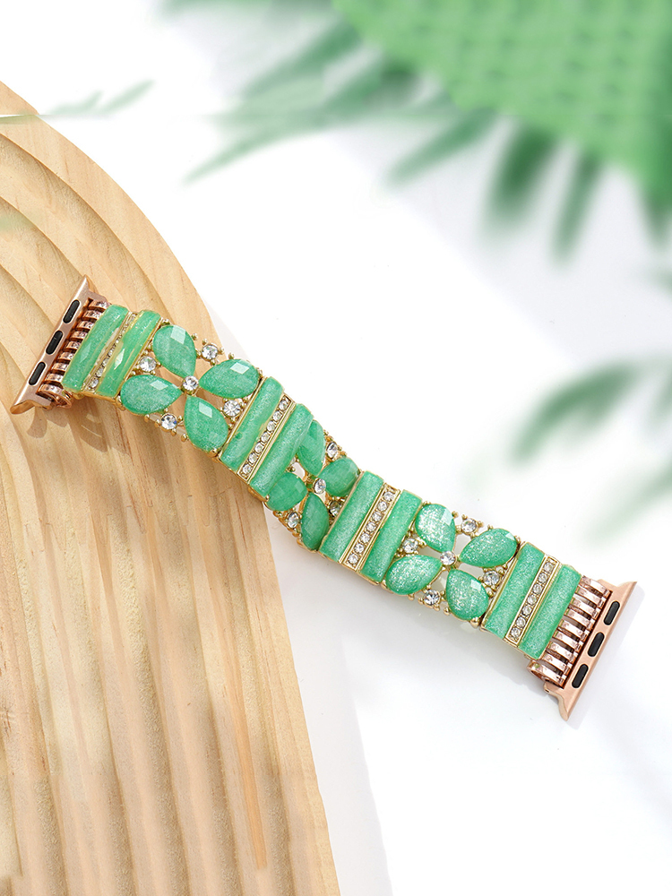 Green Floral Weave Resin Band for Apple Watch
