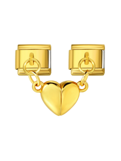 Magnetic Heart-Shaped Double Pendant Modular Charm