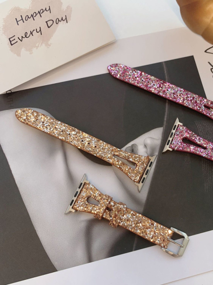 Glitter Sequins Water Drop Hollow Leather Band