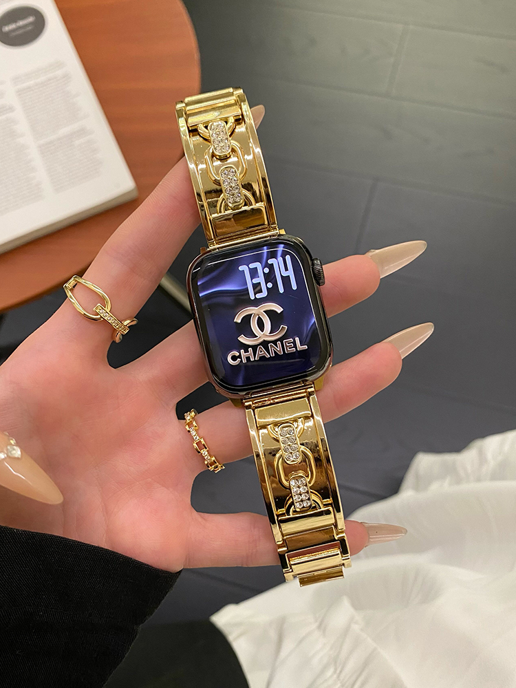 Double-Loop Diamond-Set Metal Band for Apple Watch