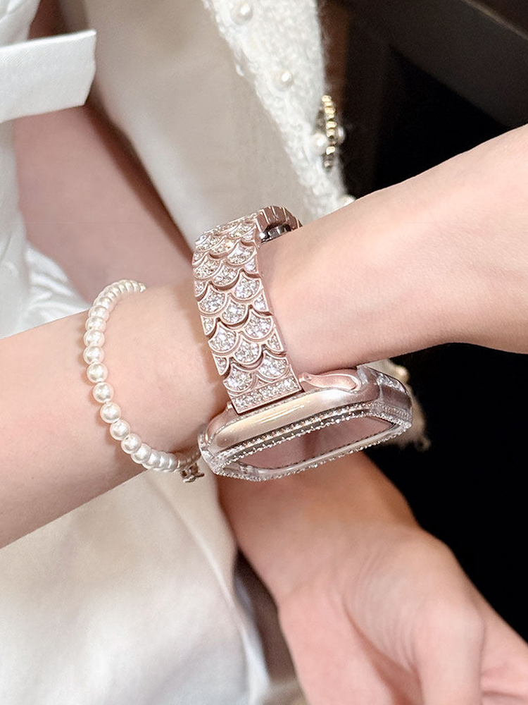 Diamond-Encrusted Mermaid Scales Metal Band for Apple Watch