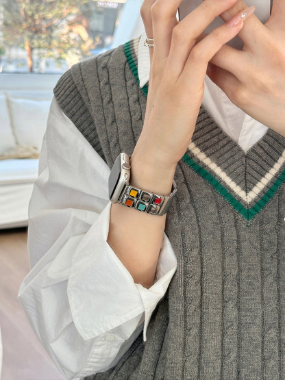 Colorful Squares Stainless Steel Band