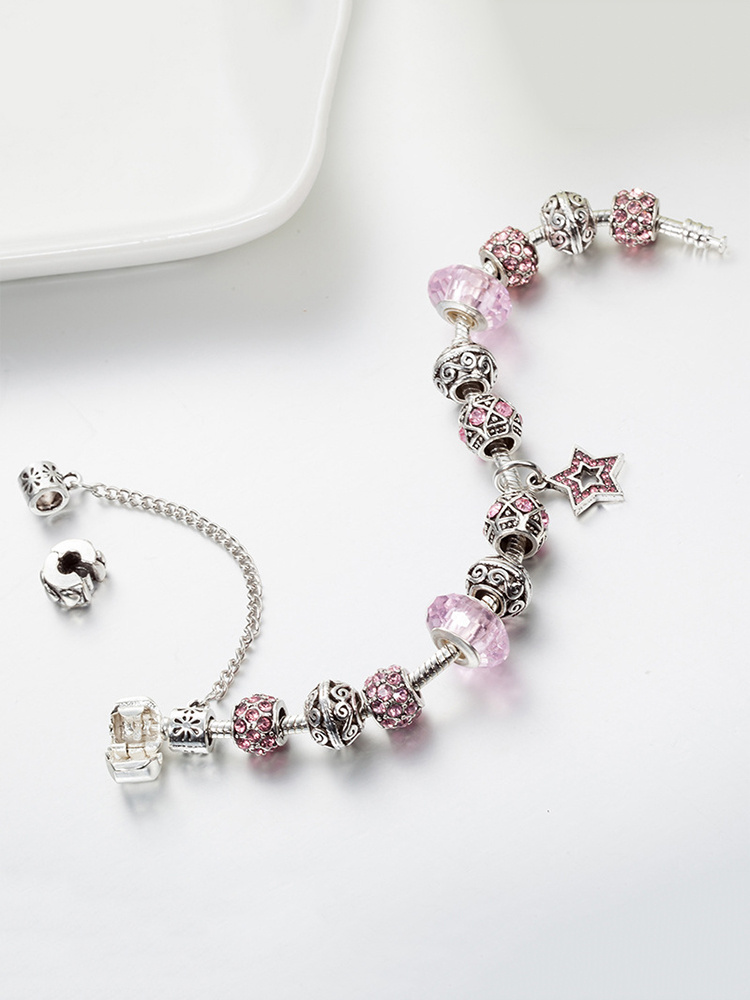 Pink Five-pointed Star Crystal Beaded Band