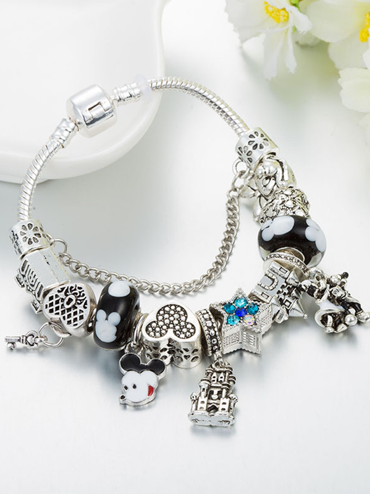 Black Mickey Castle Crystal Beaded Band