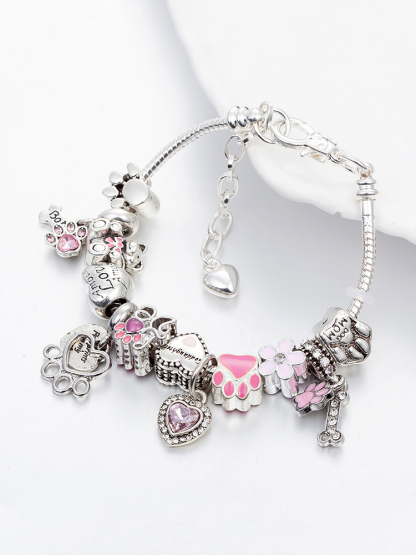 Cute Paws Crystal Beaded Band