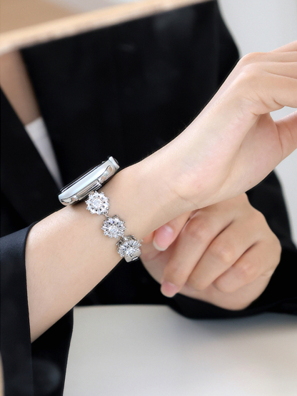 Rotating Snowflakes Zircon Stainless Steel Band