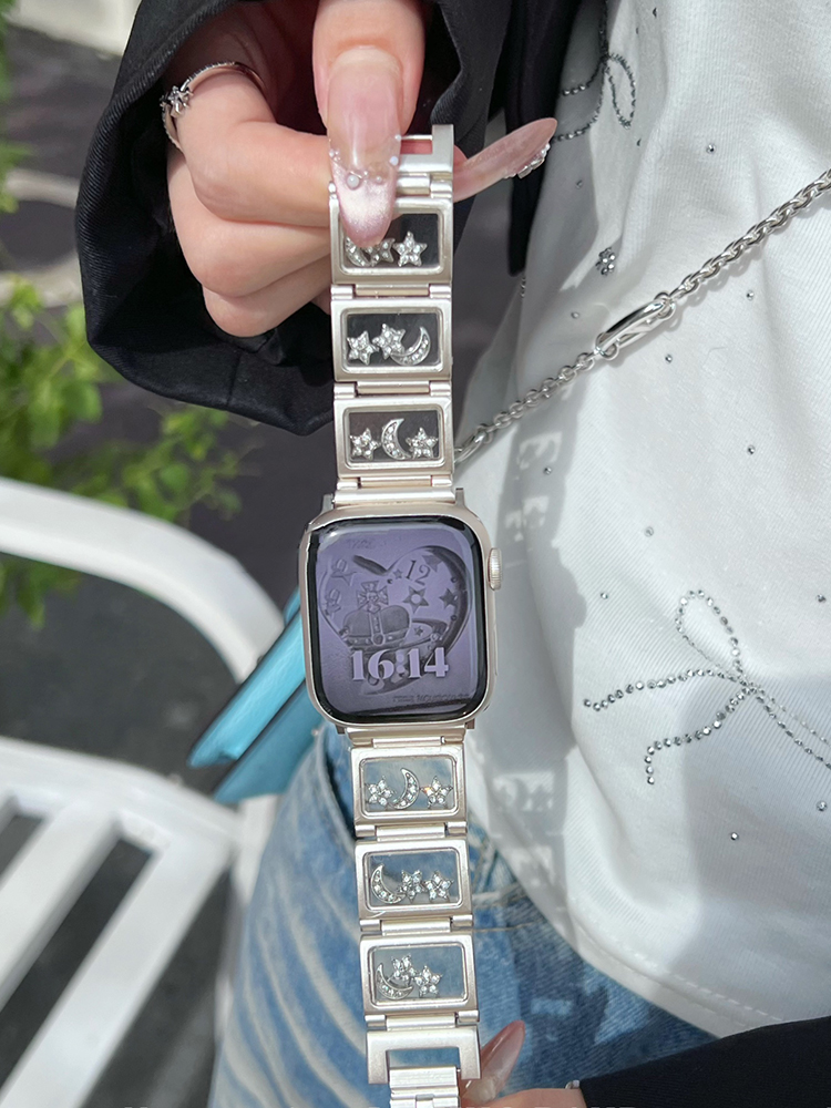 Stars and Moon Transparent Window Stainless Steel Band